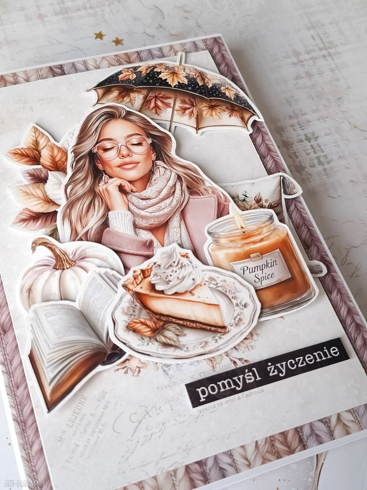 scrapbooking kartki: Kartka urodzinowa z napisem pomyśl życzenie hand made