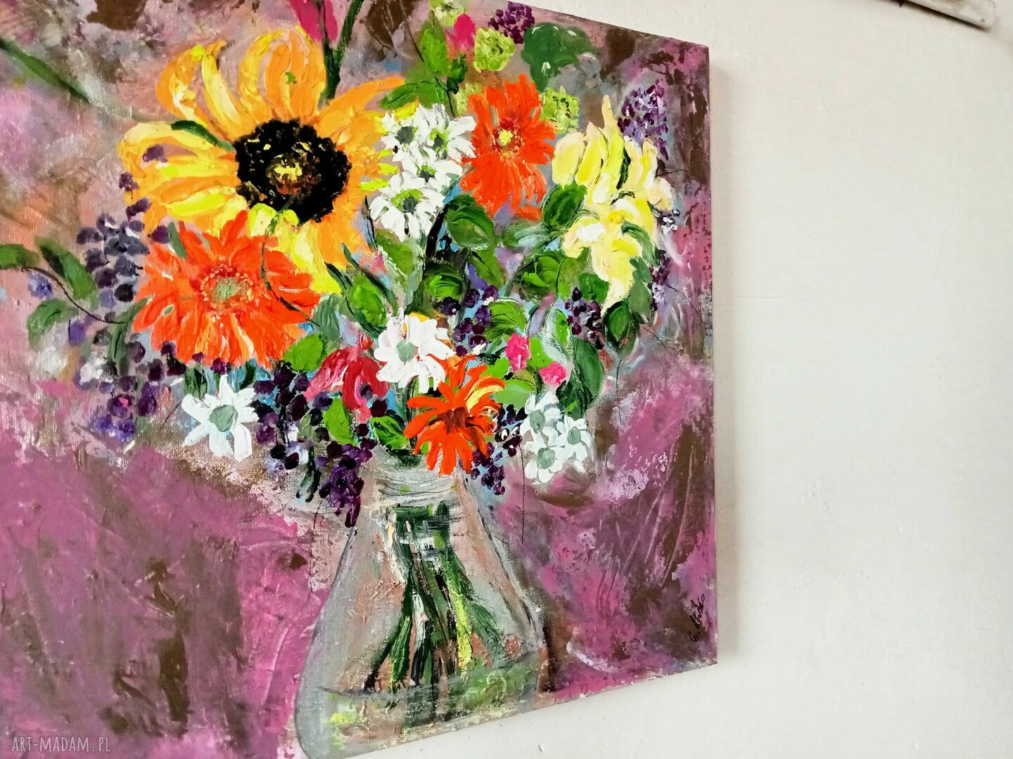 Obraz akrylowy dla Mamy 40x40 - kwiaty i pejzaż