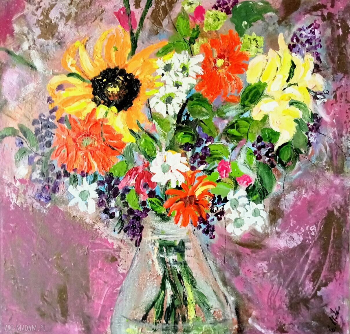Obraz akrylowy dla Mamy 40x40 - kwiaty i pejzaż