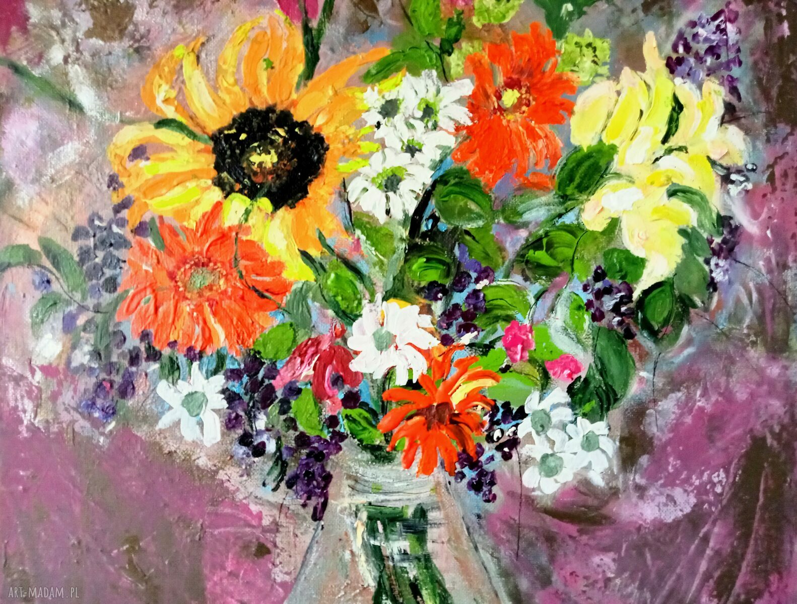 Obraz akrylowy dla Mamy 40x40 - kwiaty i pejzaż
