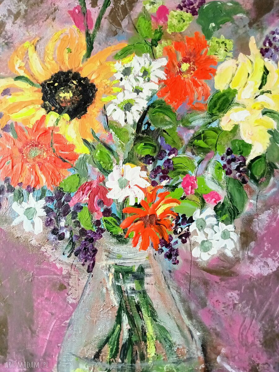 Obraz akrylowy dla Mamy 40x40 - kwiaty i pejzaż