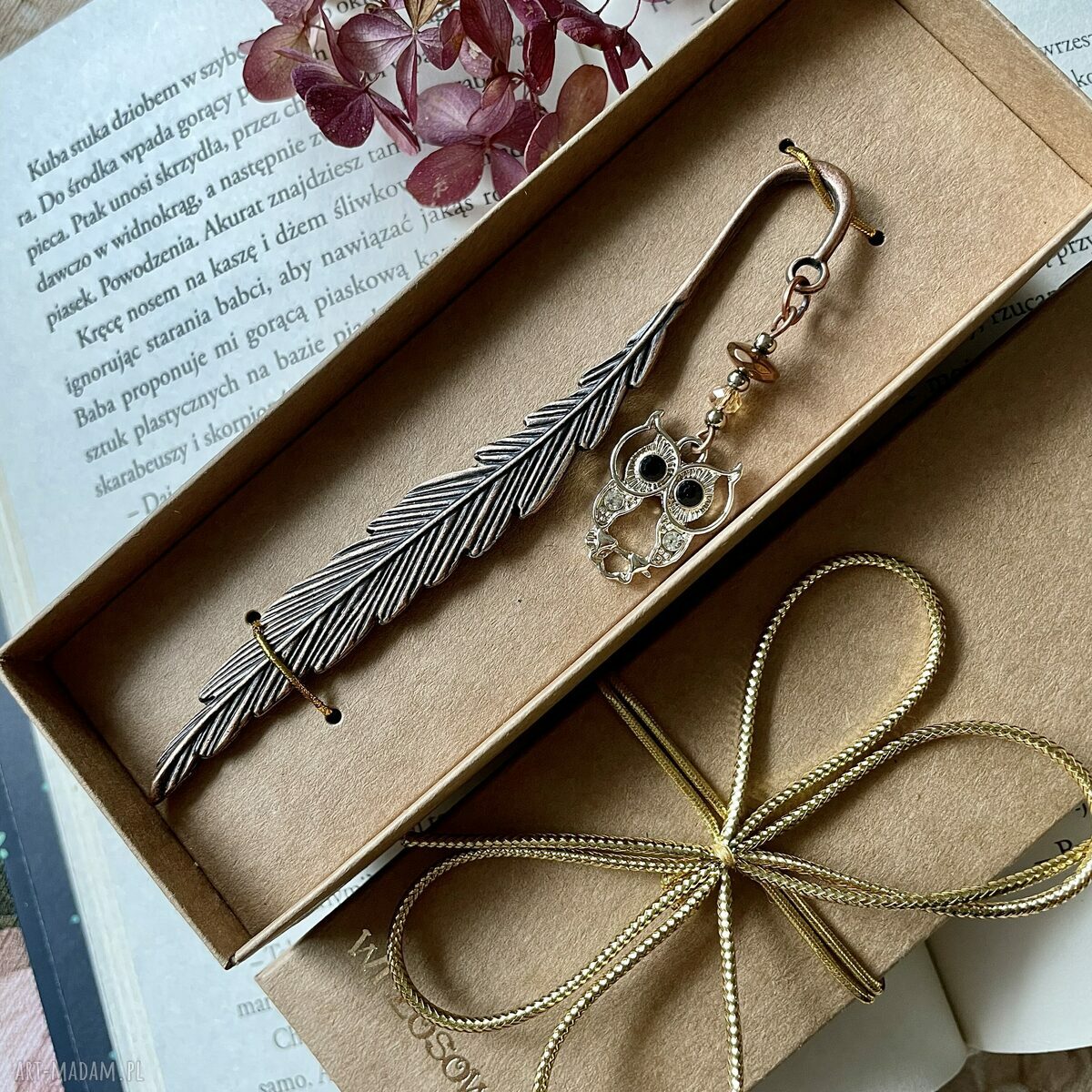 Elegancka sowa zakładka do książki HandMade