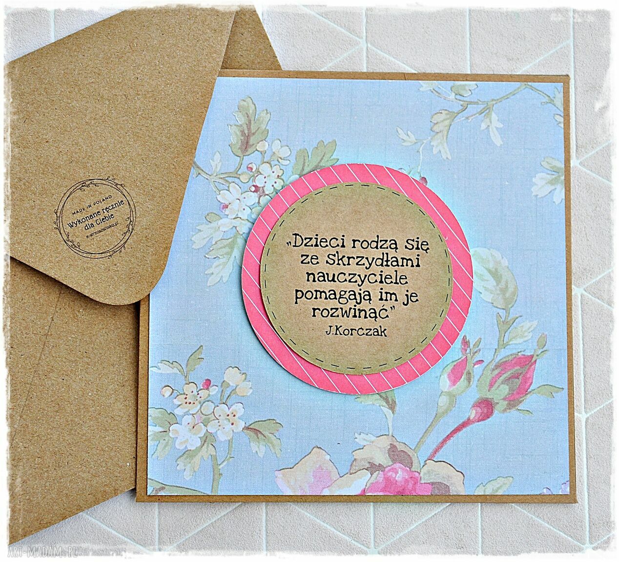 Dla Nauczyciela zestaw zakładka sowa i kartka handmade
