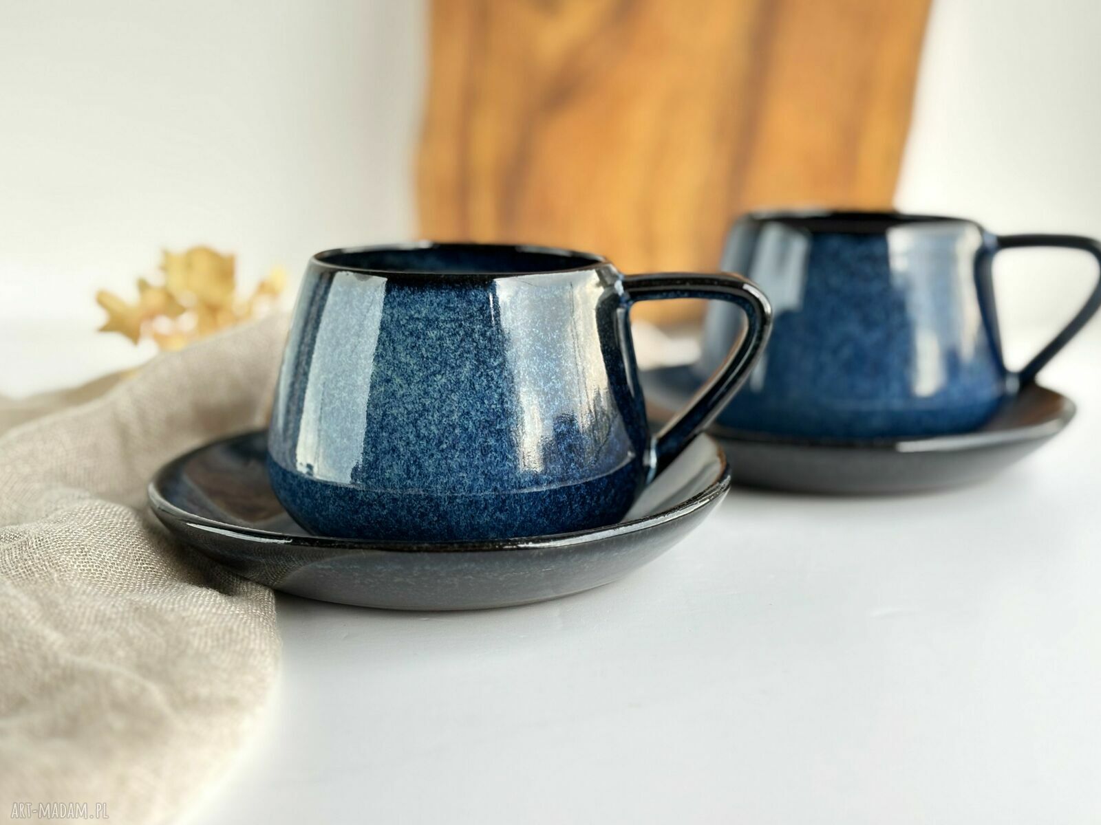 Zestaw dla dwojga - filiżanki ceramiczne beczułka 250 ml Nocne niebo