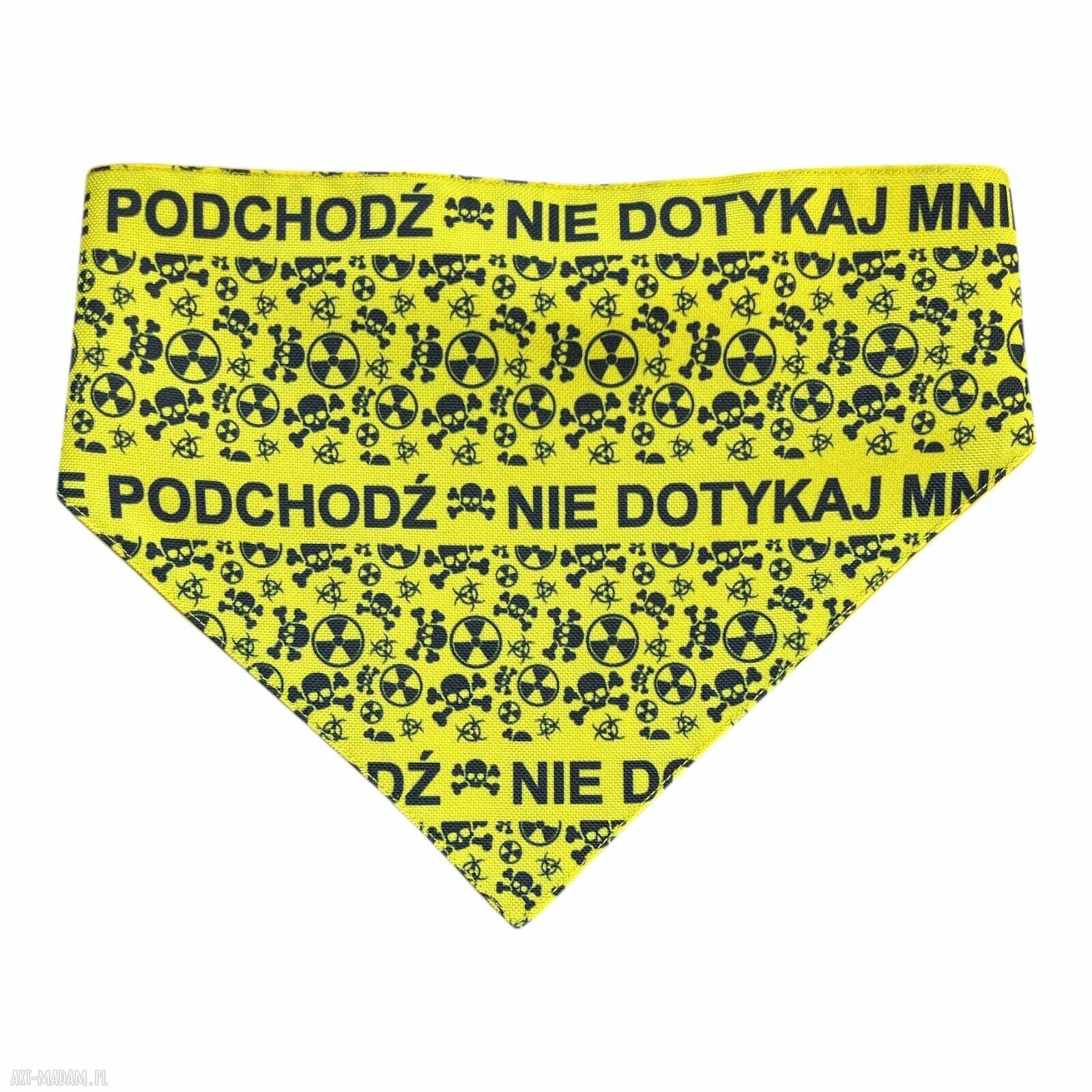 Bandana ostrzegawcza dla psa na gumce - rozmiar L 48-54 cm „Nie podchodź / Nie dotykaj”