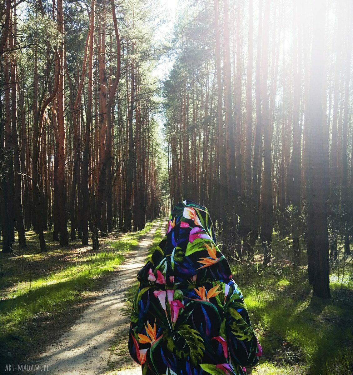 Długa bluza oversize w egzotyczne kwiaty KALIA XS