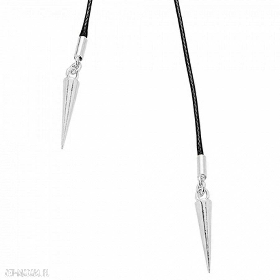 Długi czarny choker ze srebrnymi kłami