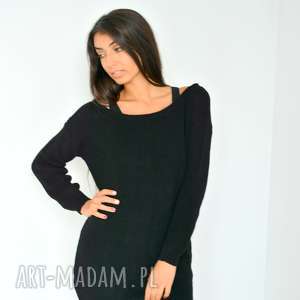 szeroki czarny sweter tunika oversize nashani