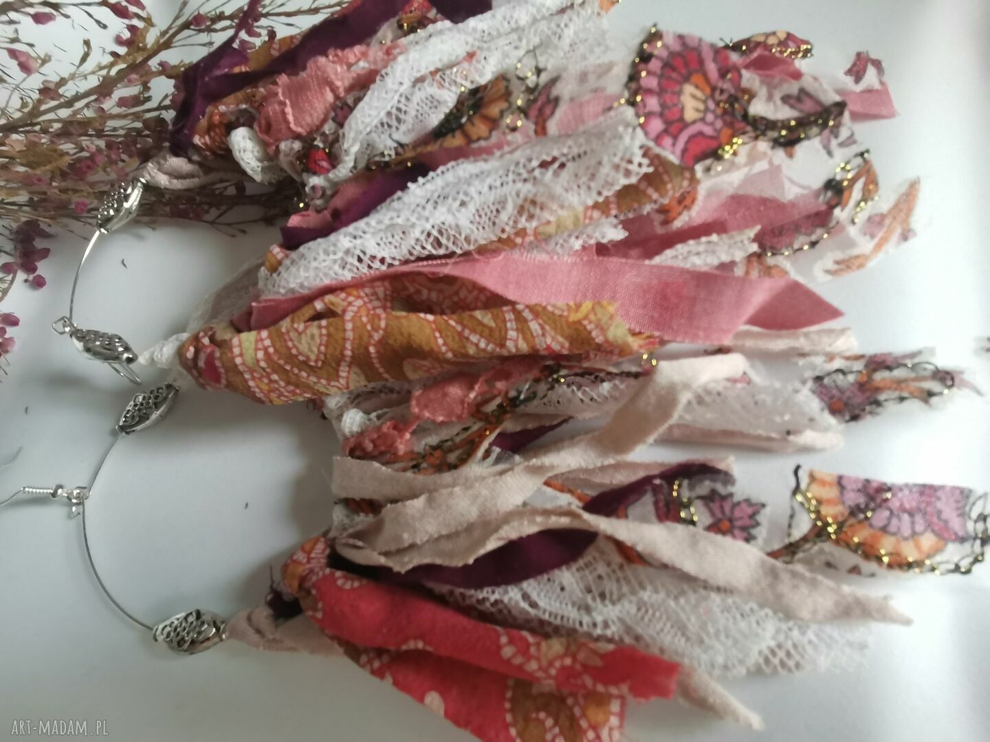 Kolczyki długie boho Frida - bujne frędzle etno Ruda Klara