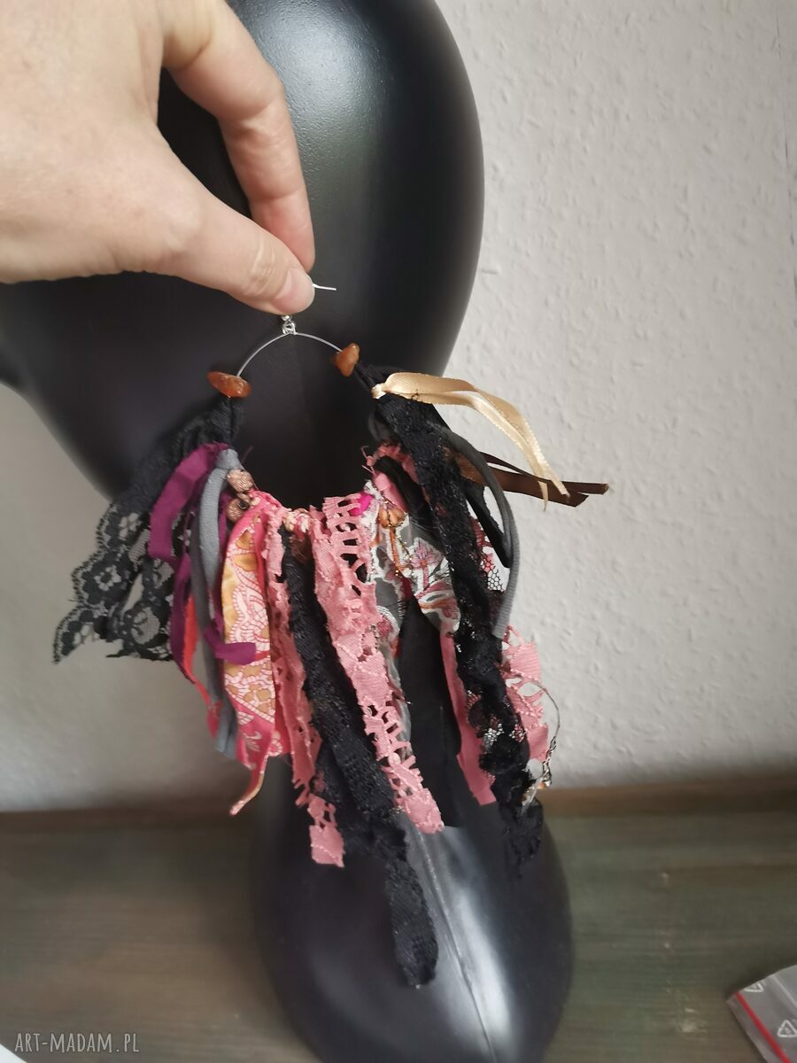 Kolczyki długie boho - bardzo bujne frędzle kolorowe (Ruda Klara)