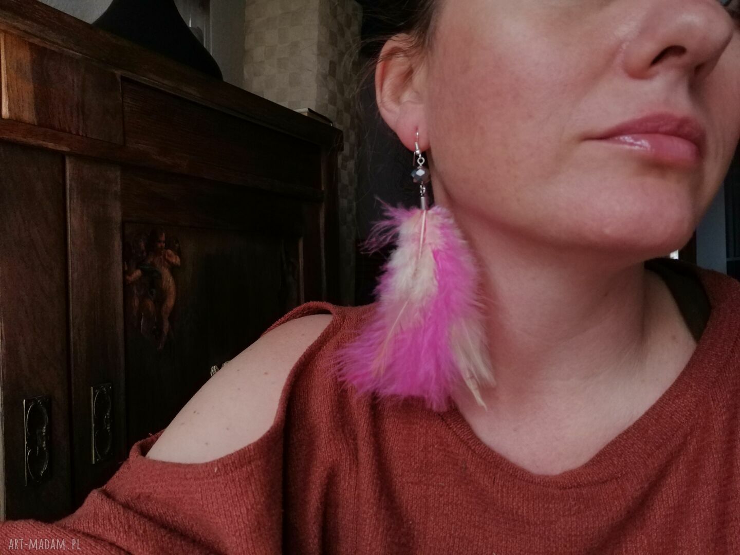 Kolczyki długie kolorowe etno boho - autorski projekt Ruda Klara