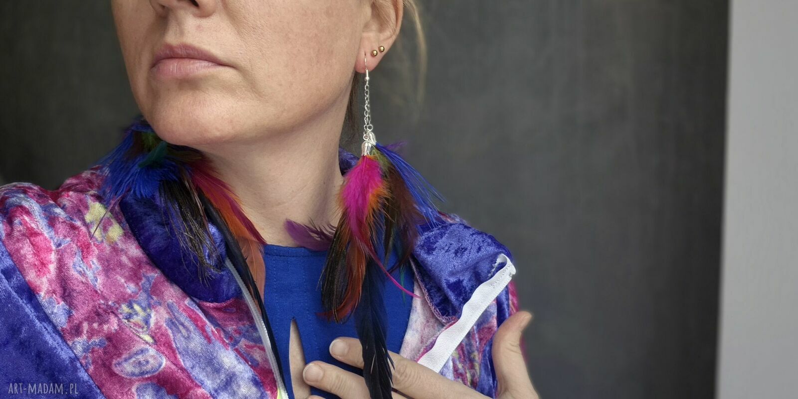 Kolczyki z piórami boho - długie, lekkie i w pojedynczym egzemplarzu
