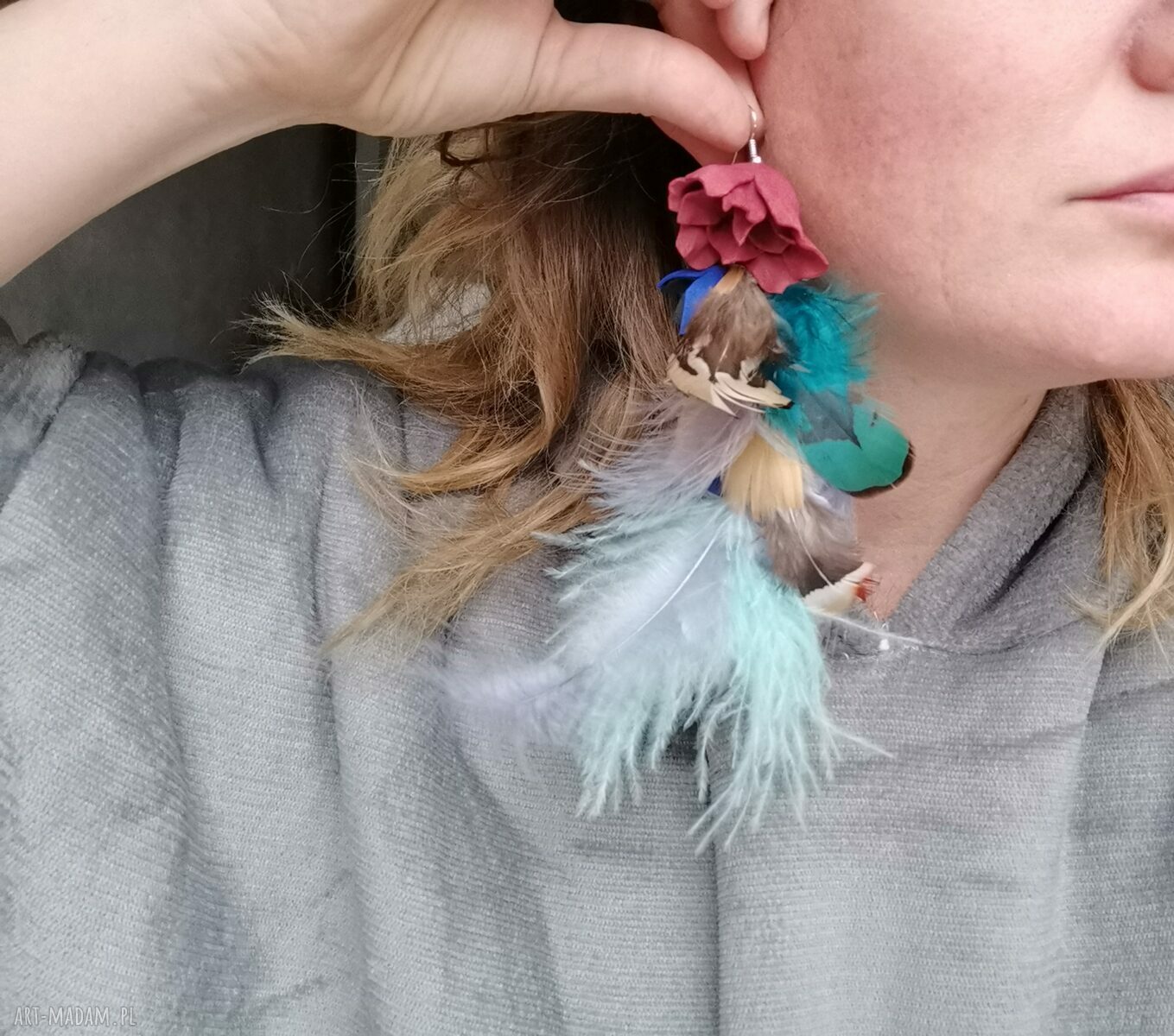 Kolczyki długie bujne i leciutkie w stylu boho - Ruda Klara (Frida)
