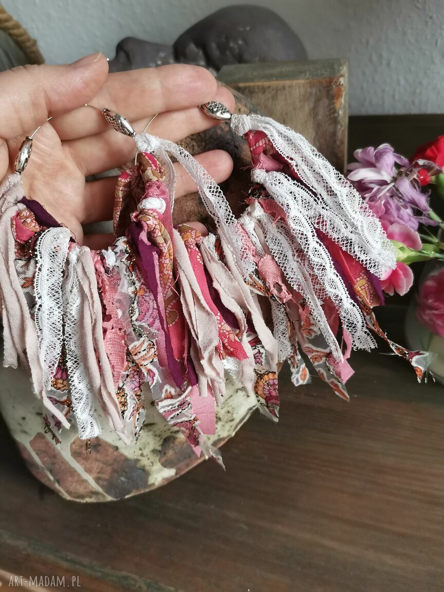 Kolczyki długie boho Frida - bujne frędzle etno Ruda Klara