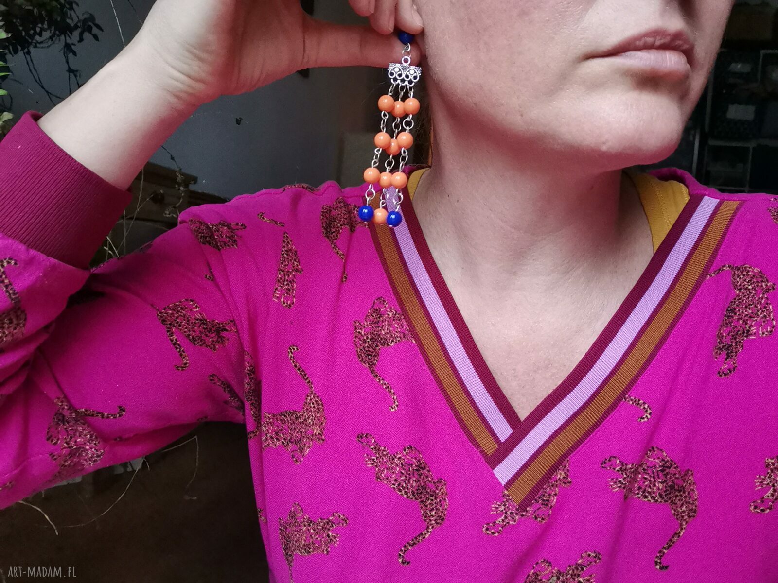 Klipsy boho z frędzlami - długie i lekkie (Frida, folk, etno)