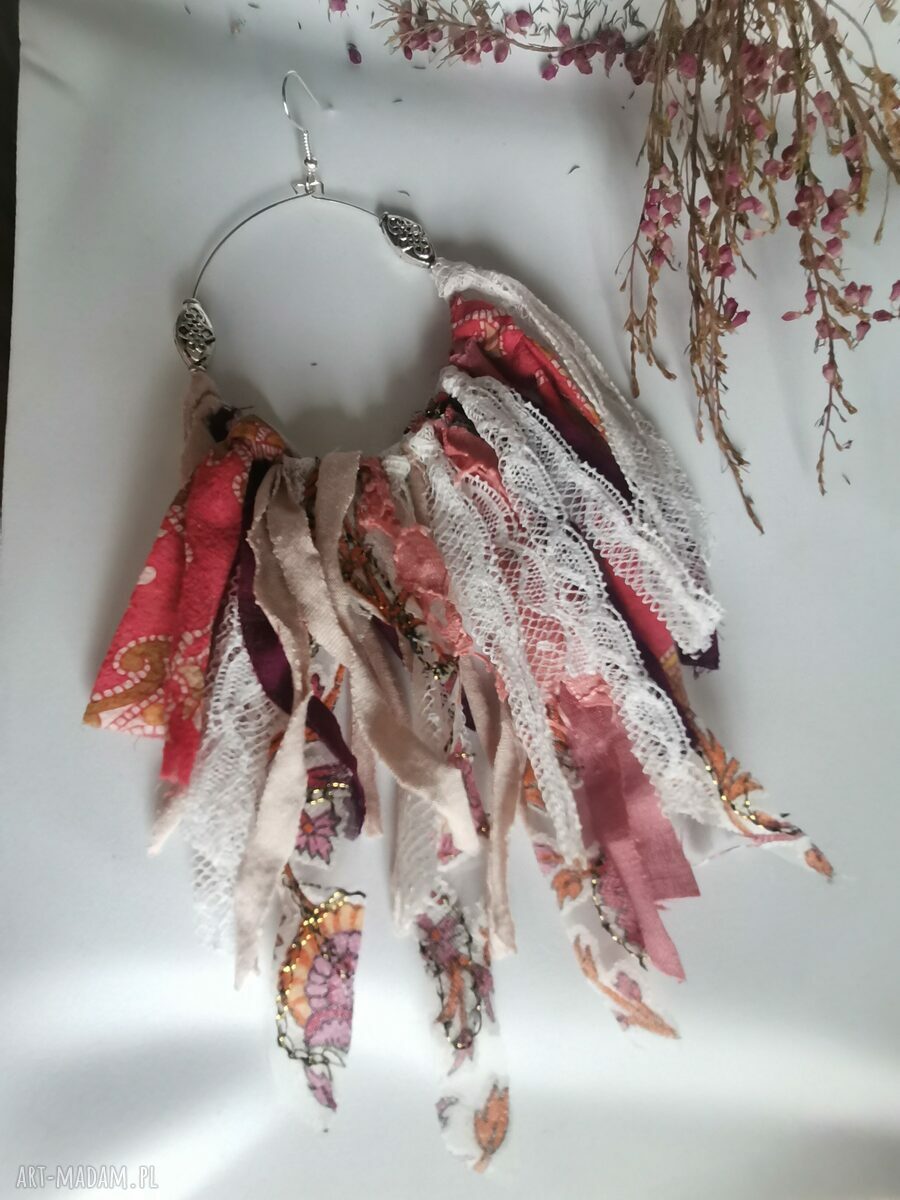 Kolczyki długie boho Frida - bujne frędzle etno Ruda Klara