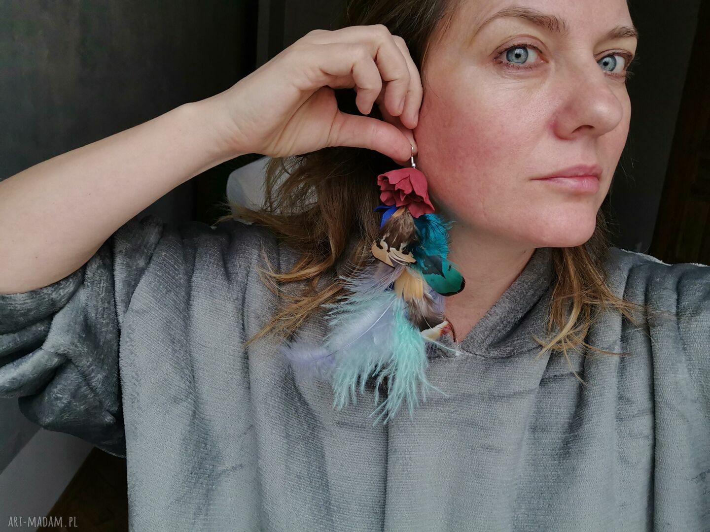 Kolczyki długie bujne i leciutkie w stylu boho - Ruda Klara (Frida)