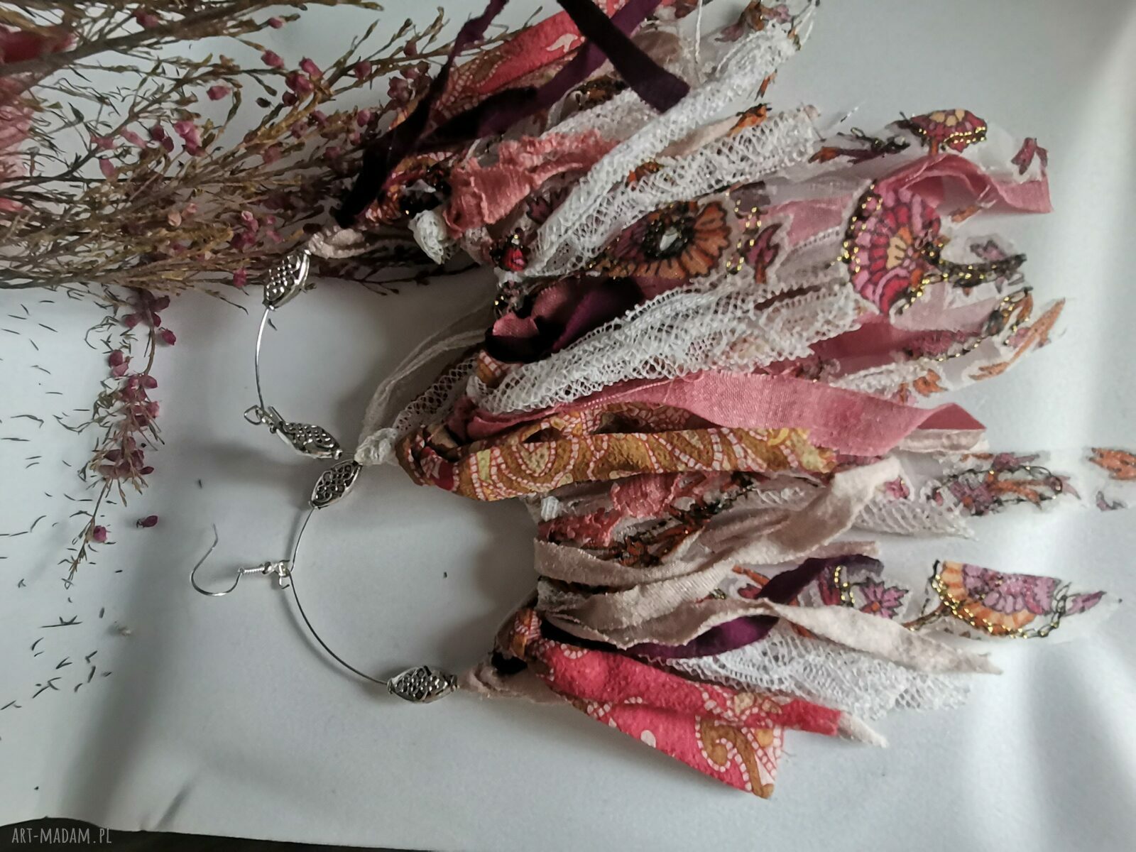 Kolczyki długie boho Frida - bujne frędzle etno Ruda Klara