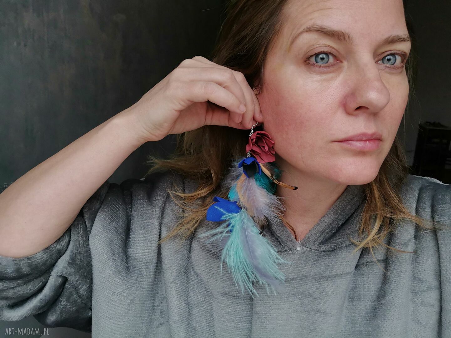 Kolczyki długie bujne i leciutkie w stylu boho - Ruda Klara (Frida)