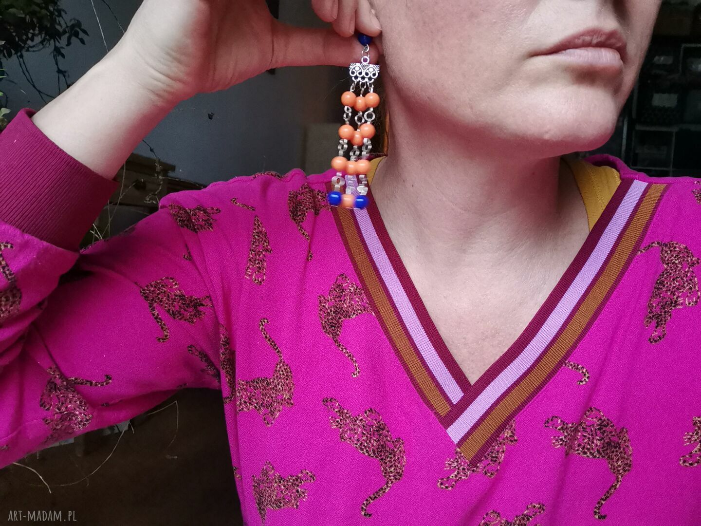 Klipsy boho z frędzlami - długie i lekkie (Frida, folk, etno)