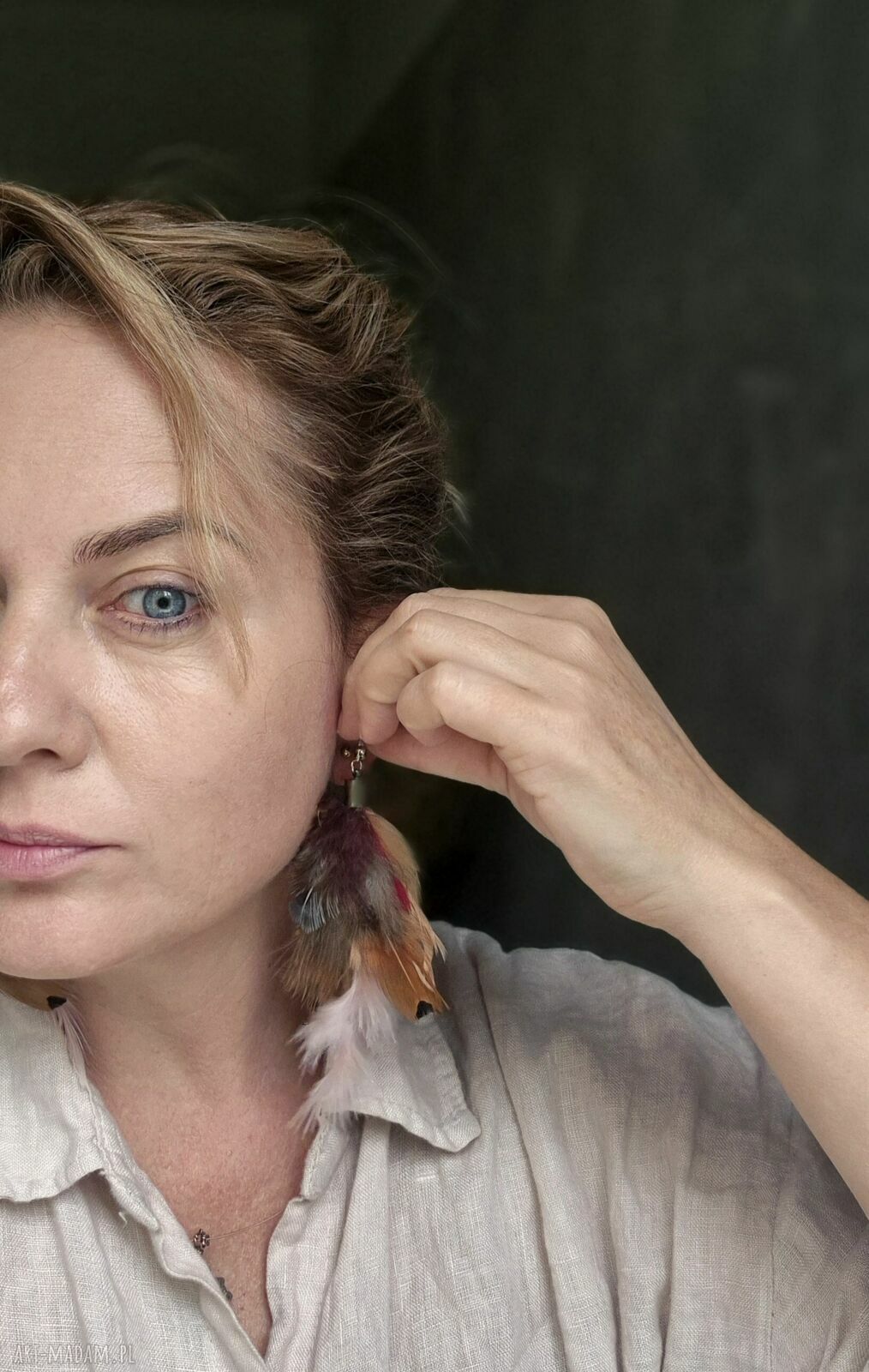 Kolczyki długie brązowe pióra - leciutkie boho