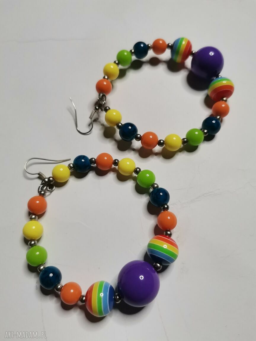 Długie kolczyki etno-boho z kolorowymi kołami - Frida