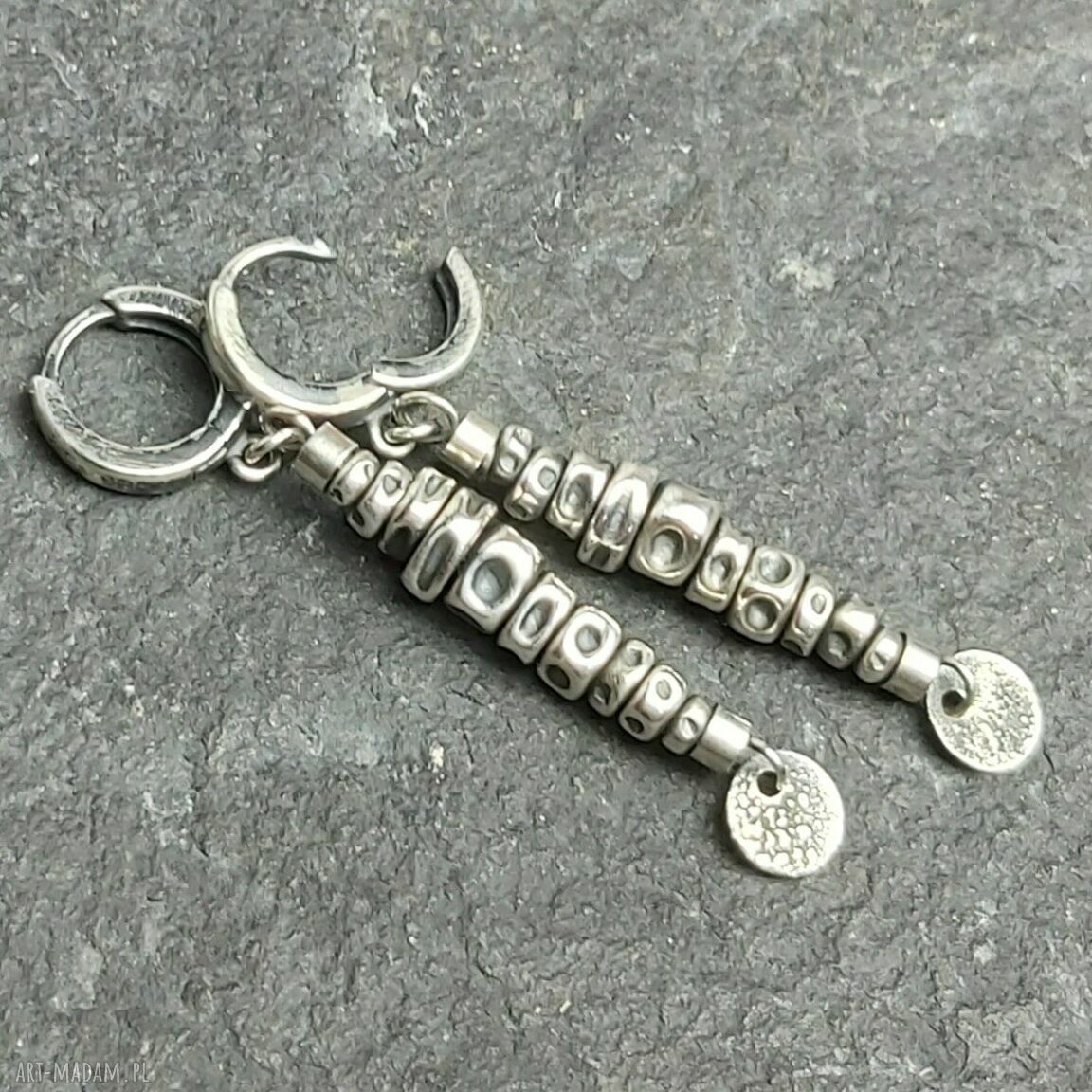 Długie kolczyki srebrne Handmade