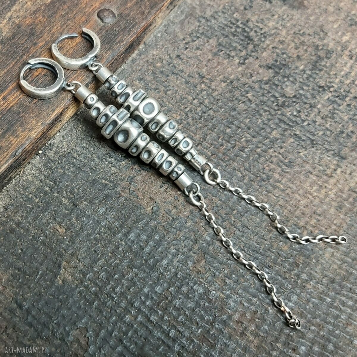 Długie kolczyki srebrne hand made