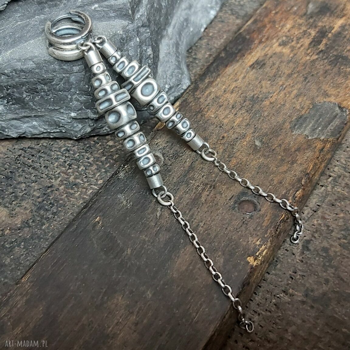 Długie kolczyki srebrne hand made