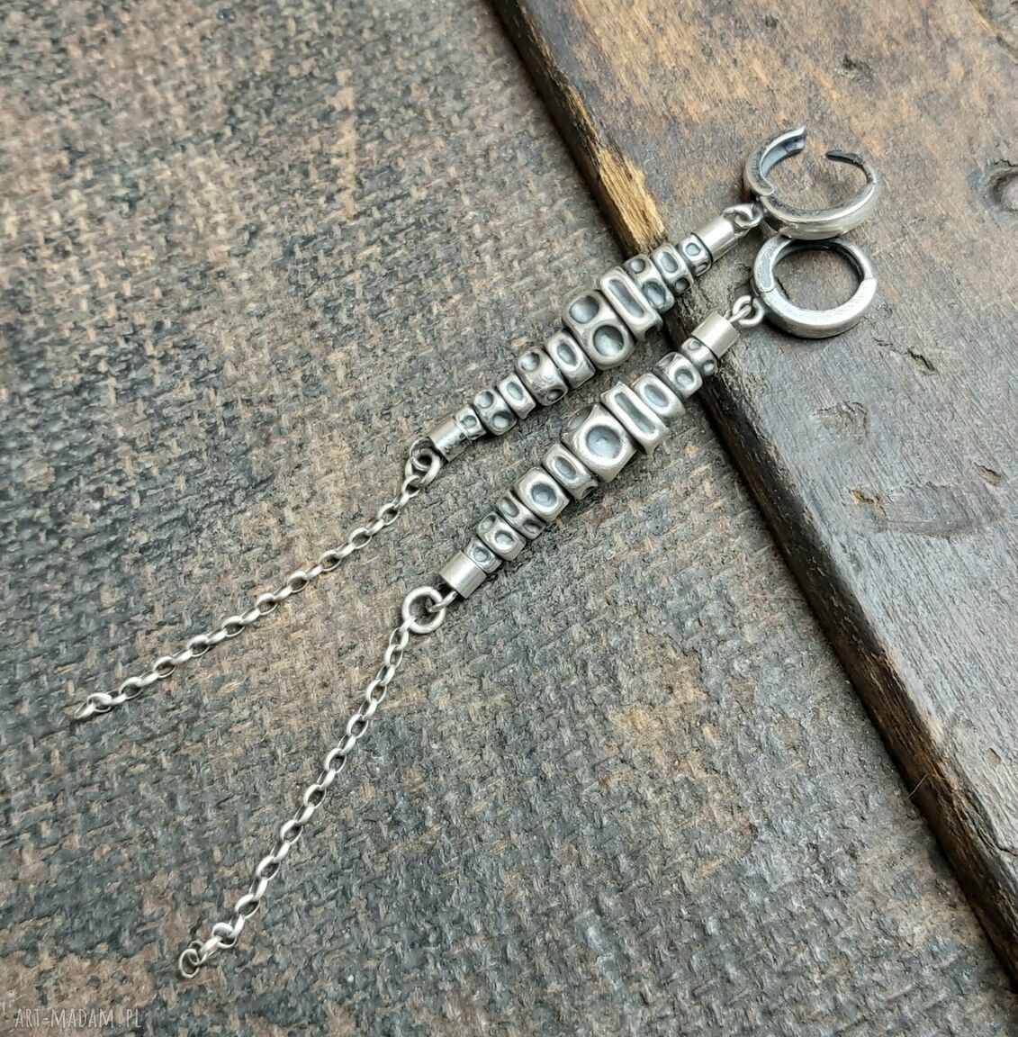 Długie kolczyki srebrne hand made