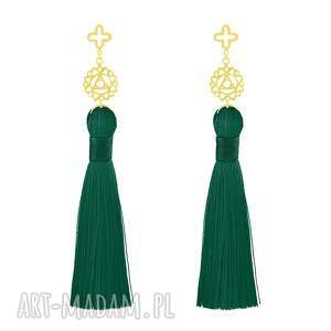 długie kolczyki z chwostem - emerald - boho