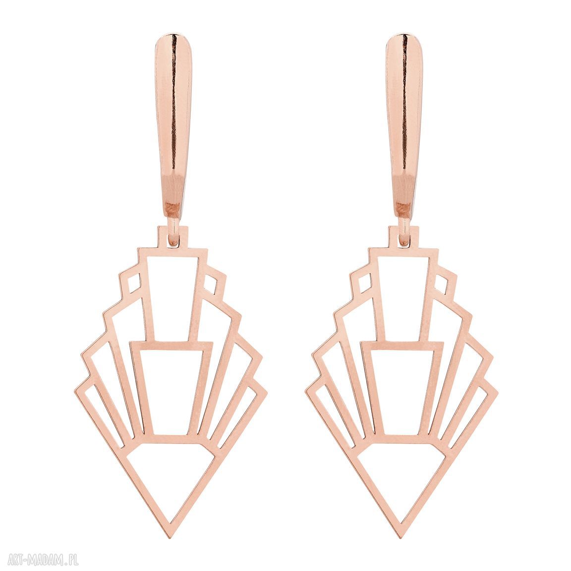 Długie kolczyki rozetami różowego złota wiszące rozety duże