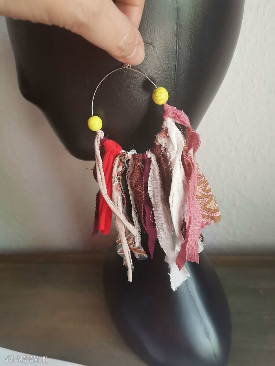 Długie kolczyki boho z frędzlami 'Frida Folk' - Ruda Klara