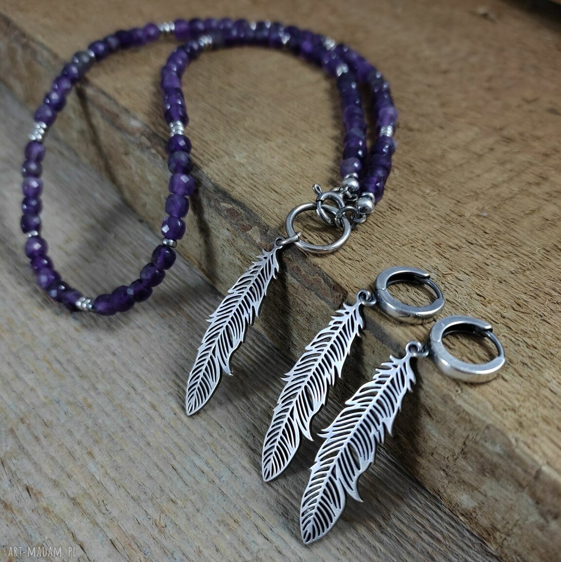 Kolczyki długie piórka ze srebra 925 - oksydowane i wypolerowane (ok. 5,3 cm)