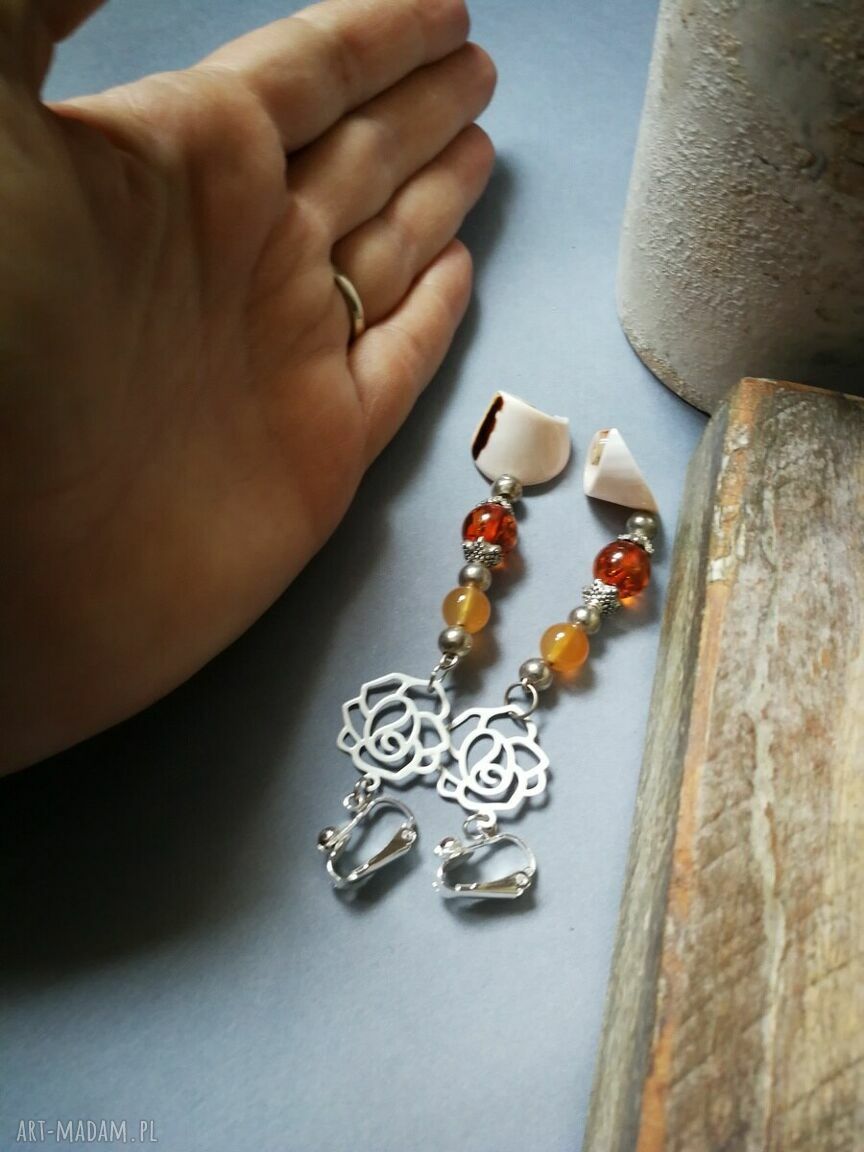 Klipsy długie kolorowe Boho Folk Box r1 - ręcznie wykonane