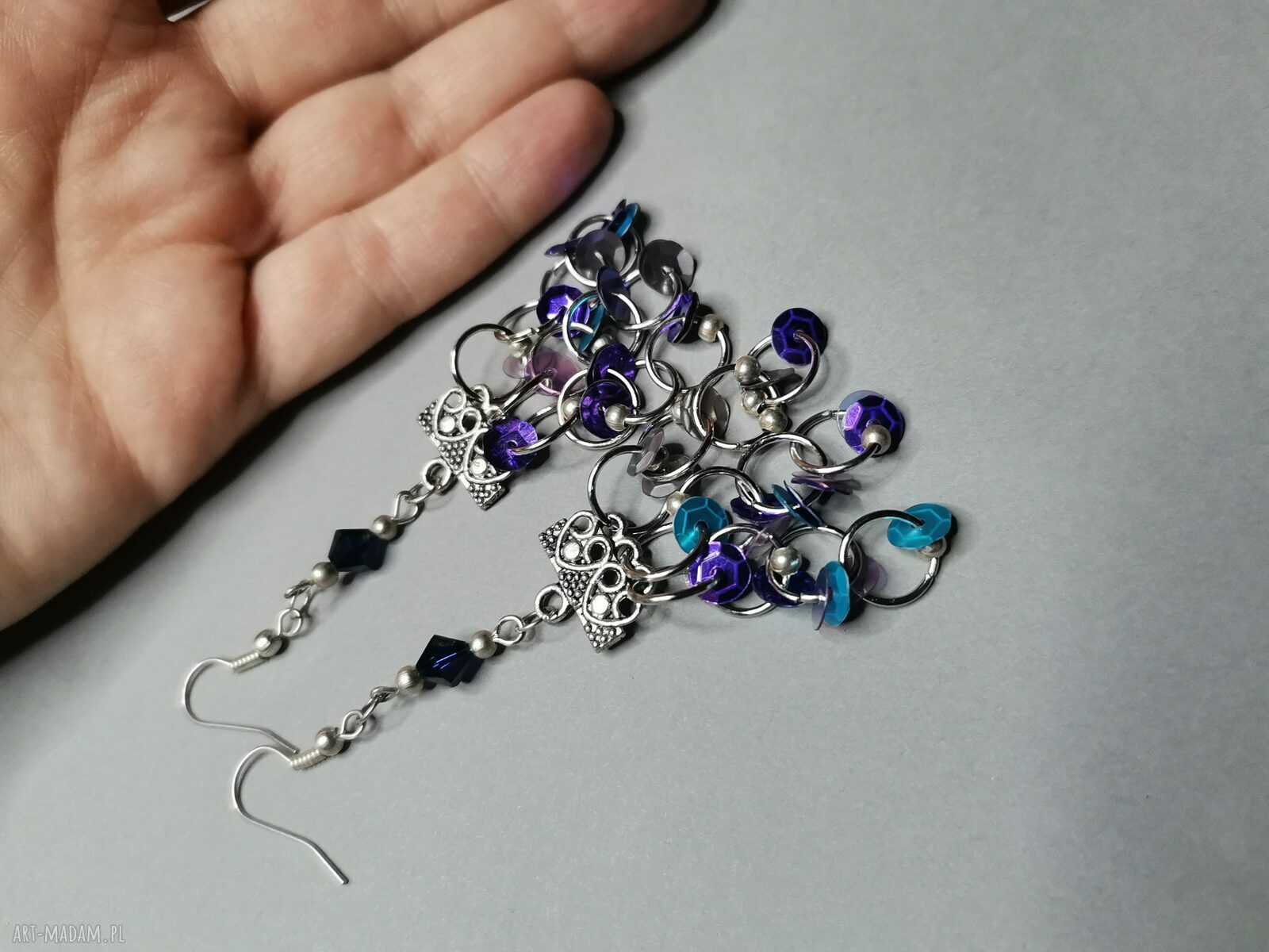 Kolczyki długie i lekkie z kryształkami - boho ślub (Ruda Klara)