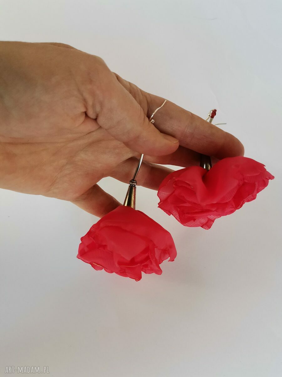 Kolczyki długie maki - ręcznie robione folk boho (Frida)