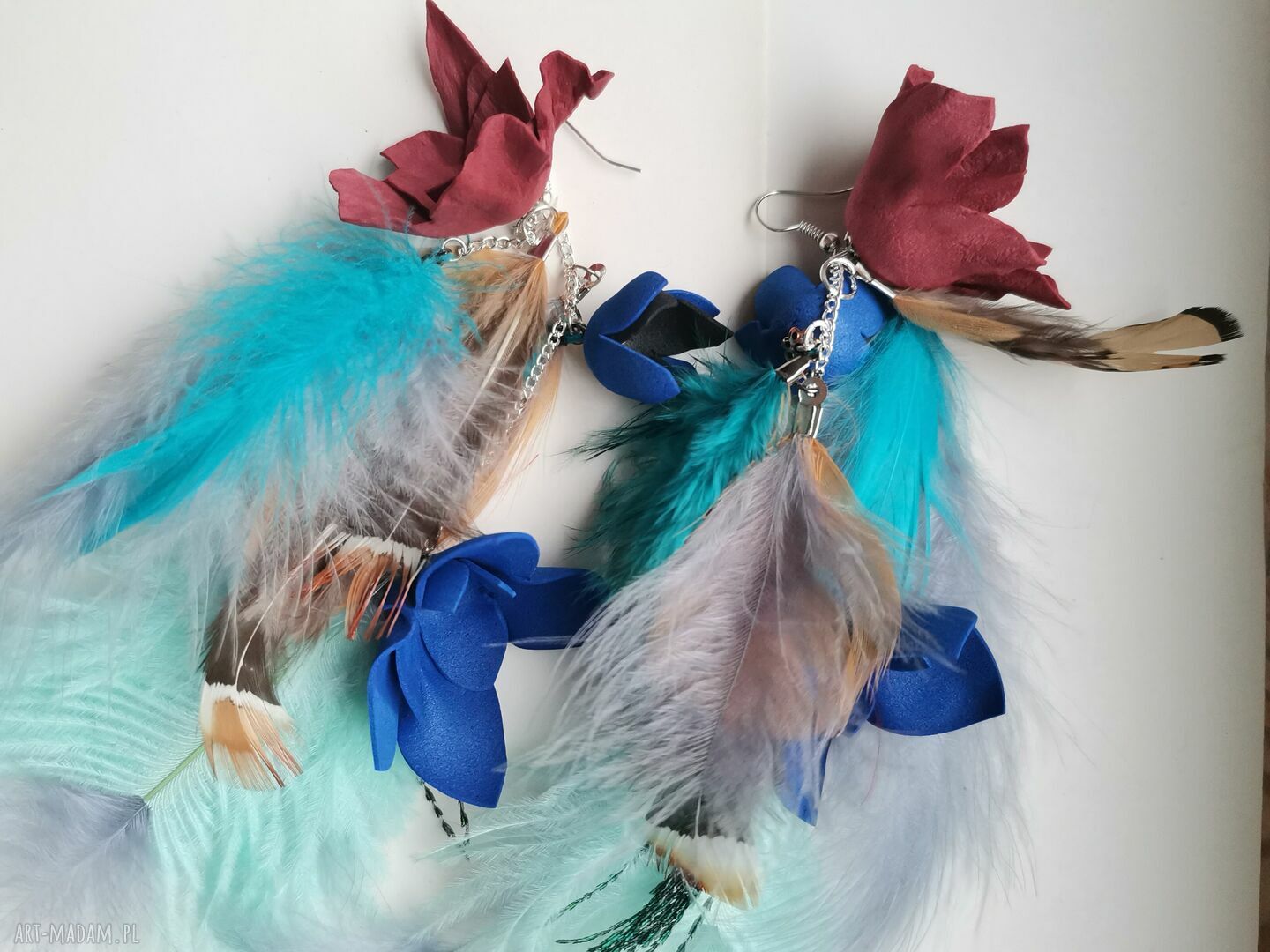 Kolczyki długie bujne i leciutkie w stylu boho - Ruda Klara (Frida)