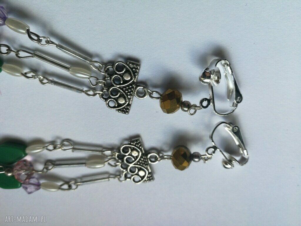 Klipsy długie wiszące etno-boho - autorski handmade Ruda Klara