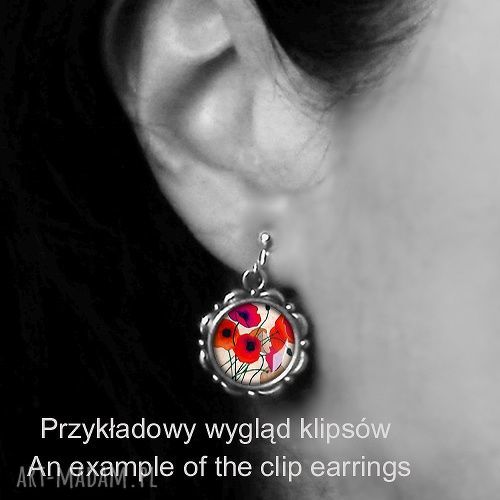 Klipsy Dmuchawce - szare, handmade z efektem 3D