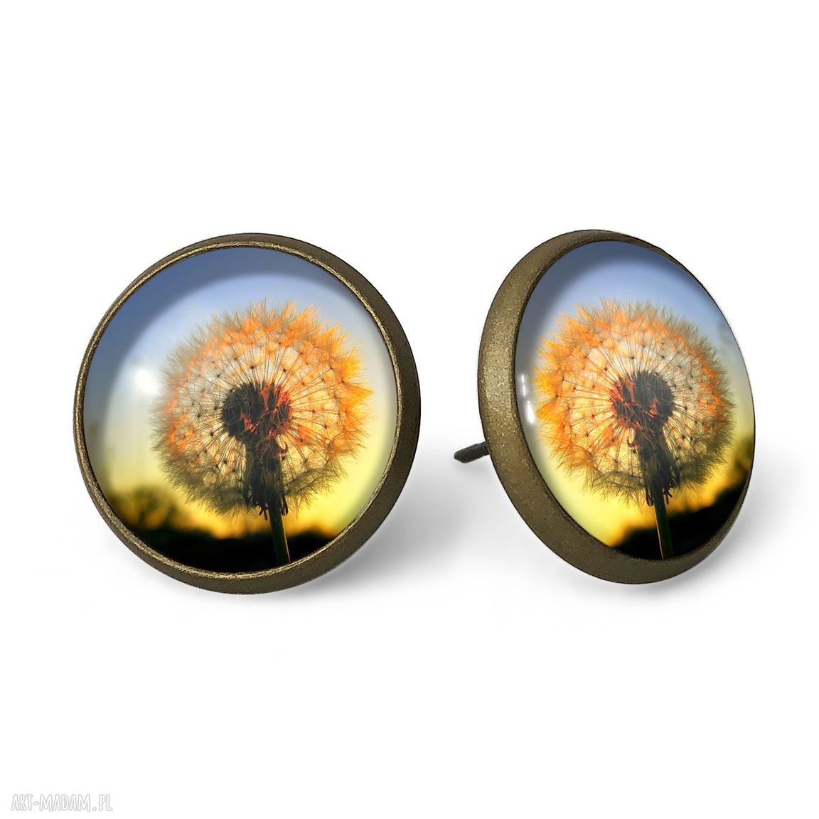 Dmuchawce słońcu kolczyki sztyfty wkręty kwiatowe szklane ręcznie