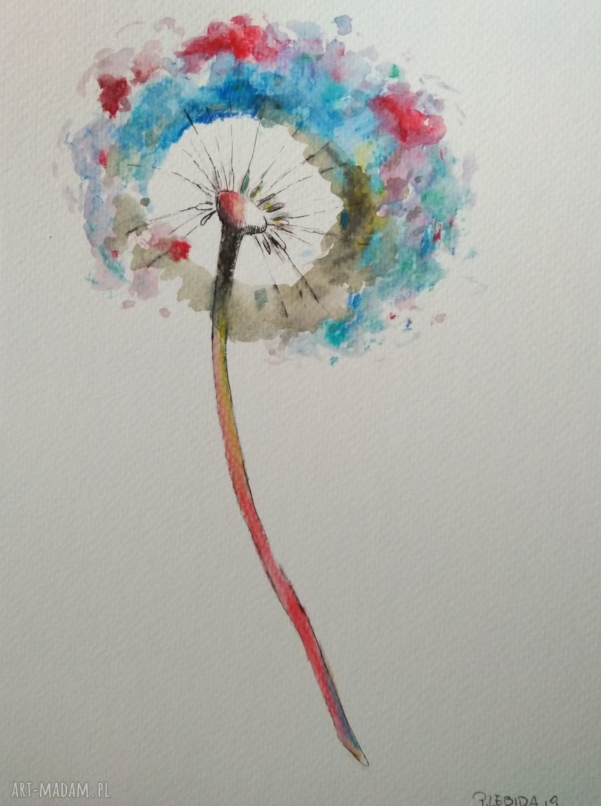 Obraz Dmuchawiec - ręcznie wykonana akwarela 18x24 cm