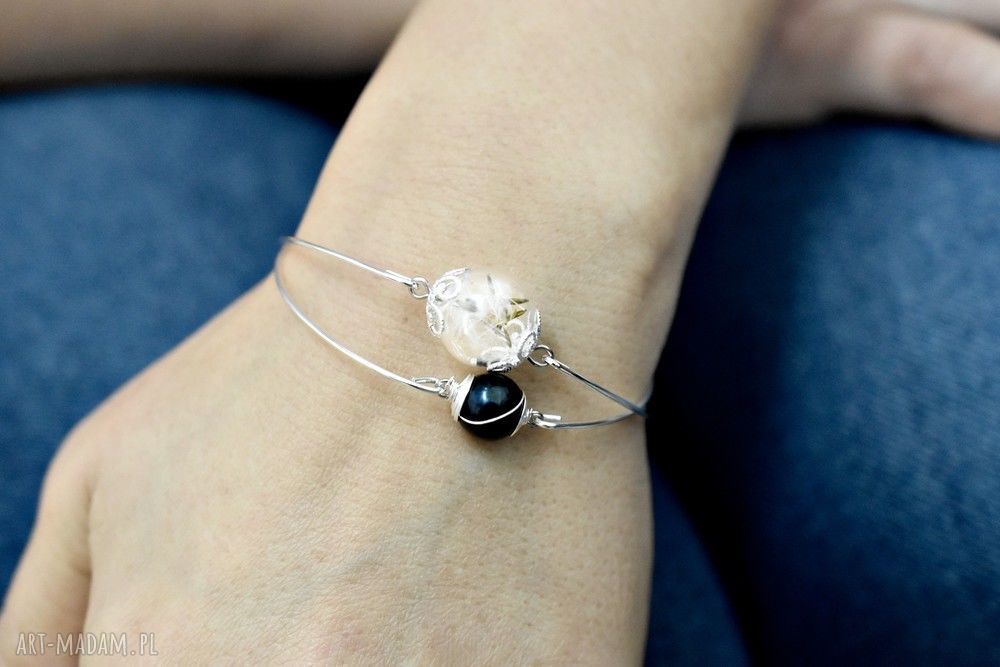 bransoletki: Bransoletki z perłą słodkowodną dwupak 2 szt Ręcznie robione