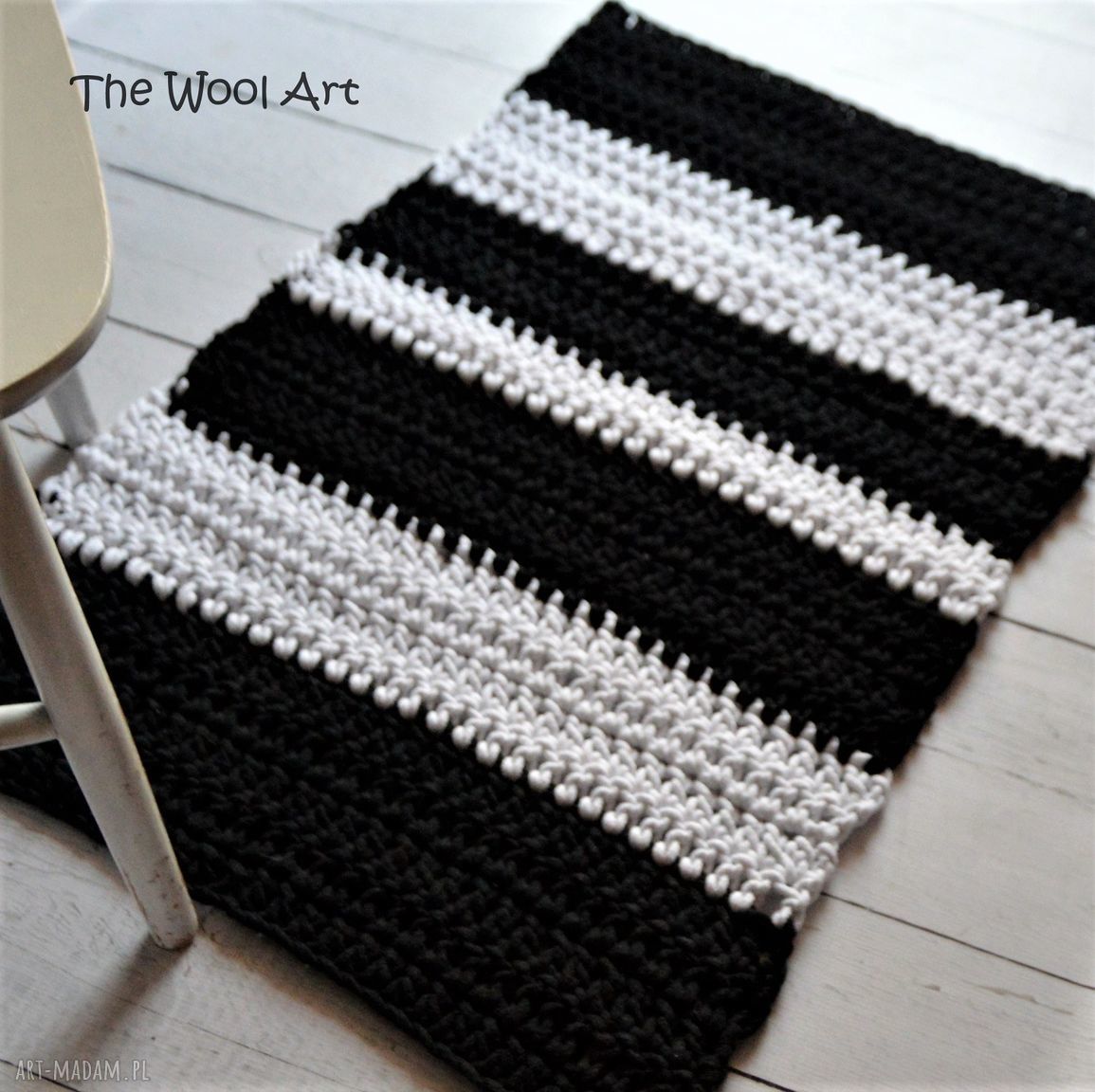 Czarno biały dywanik chodnik podłogę domu bawełniany