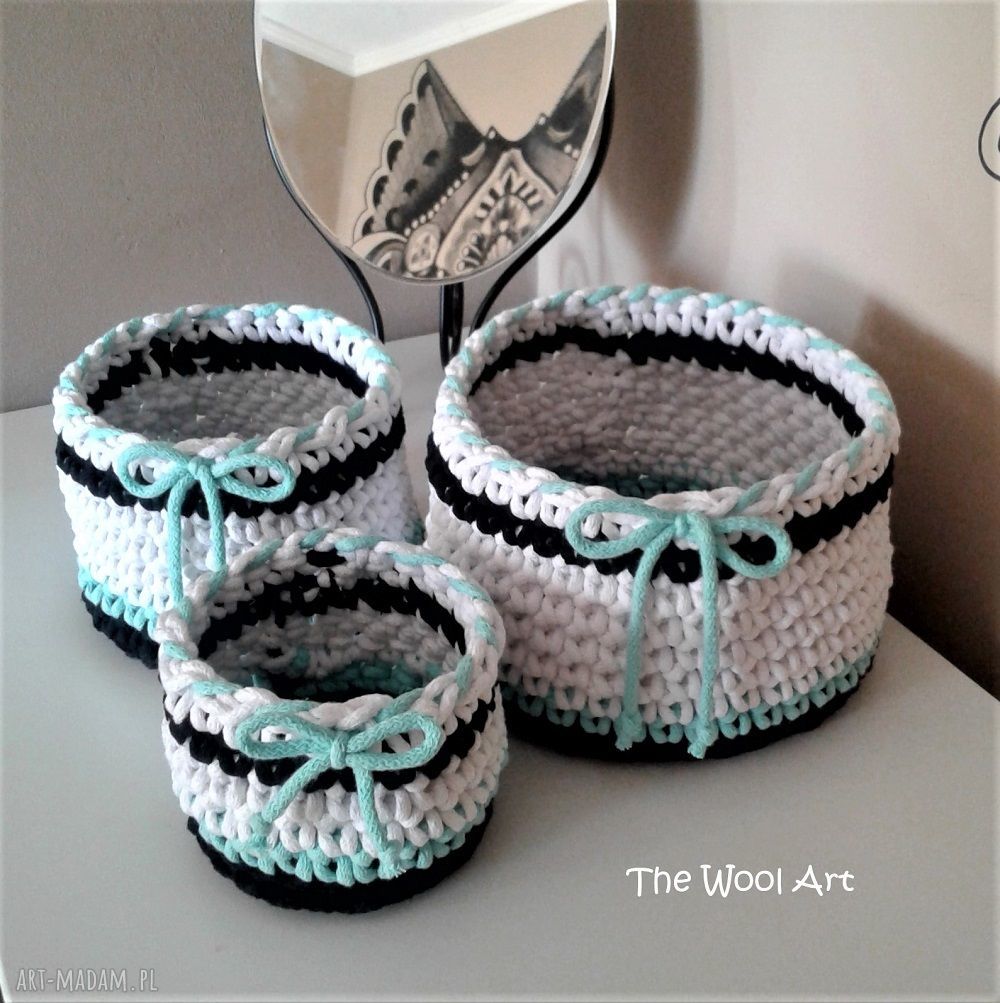 Sznurkowe koszyki komplet domu łazienki sznurka szydełkowe