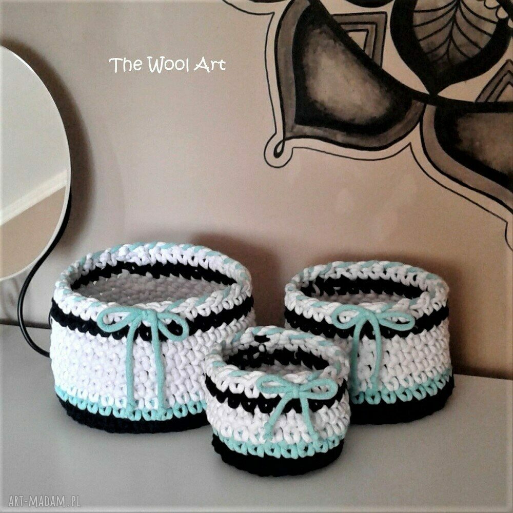 kosze: sznurkowe koszyki komplet HandMade