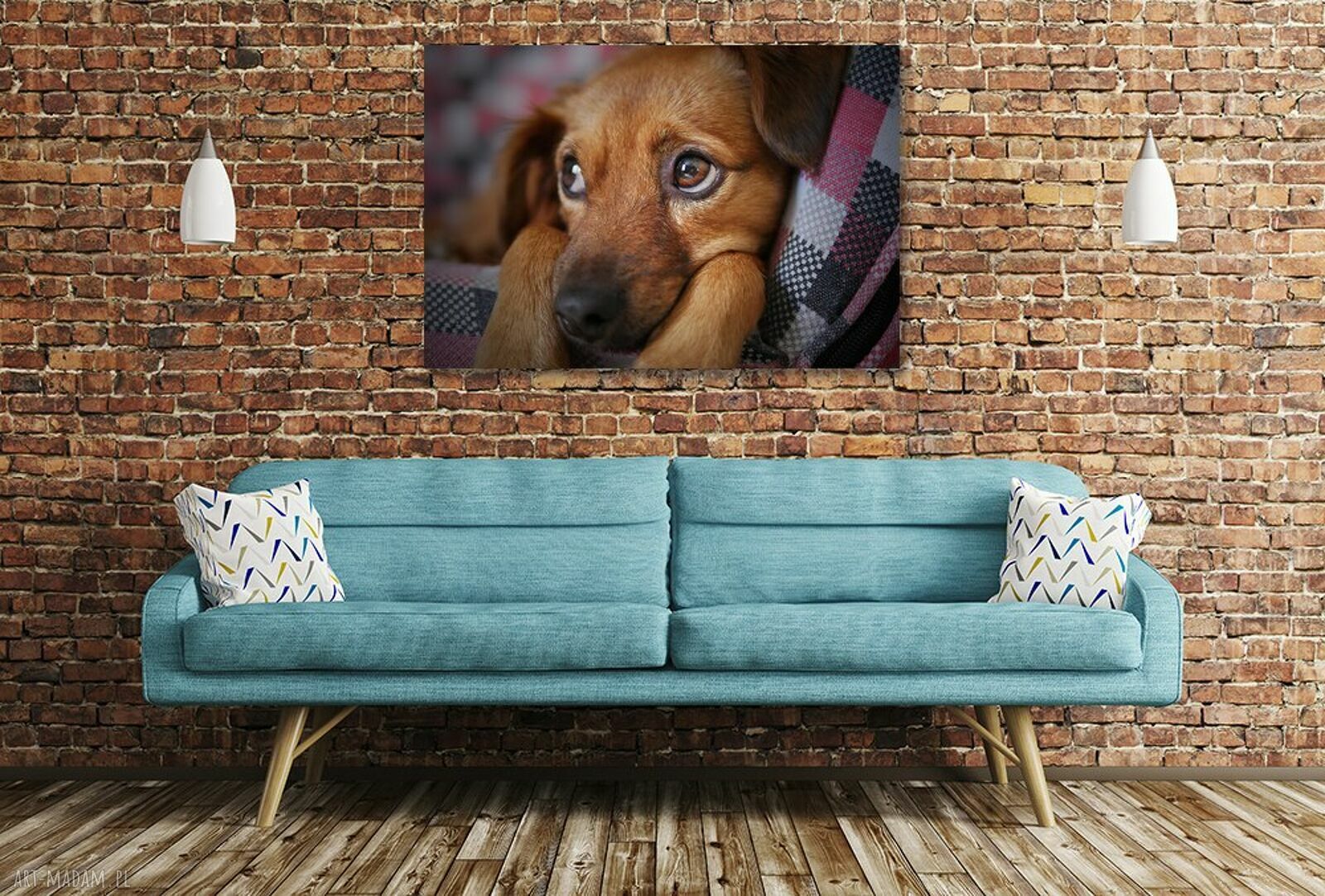 Obraz na płótnie z psem i szczeniakiem 120x80 cm do jadalni