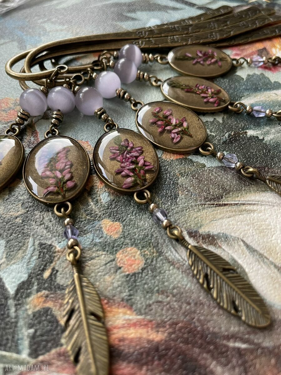 Zakładka z prawdziwym wrzosem Handmade