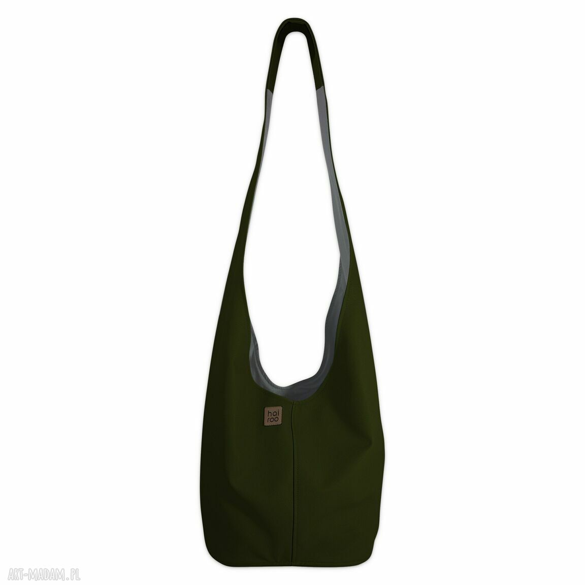 Zielona torba hobo boho vegan do noszenia przez ramię - duża Long Boogi Bag