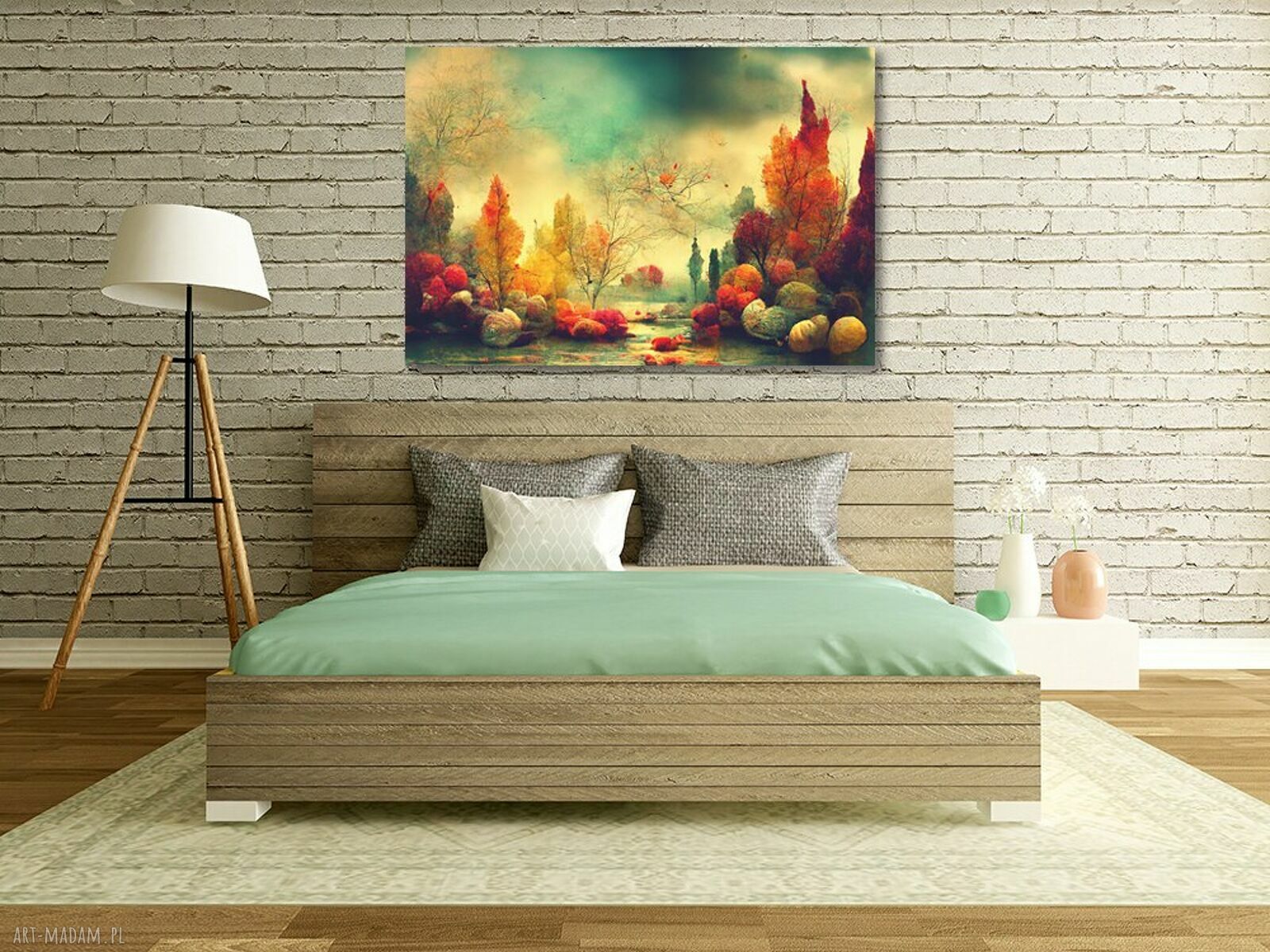 Kolorowy obraz do przedpokoju - jesienny las na płótnie 120x80 cm